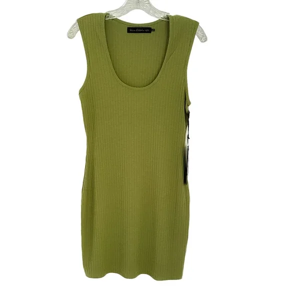 NEW House of Harlow 1960 Revolve Sofia Richie Mini Ribbed Dress Olive Green Sz M - Picture 3 of 10